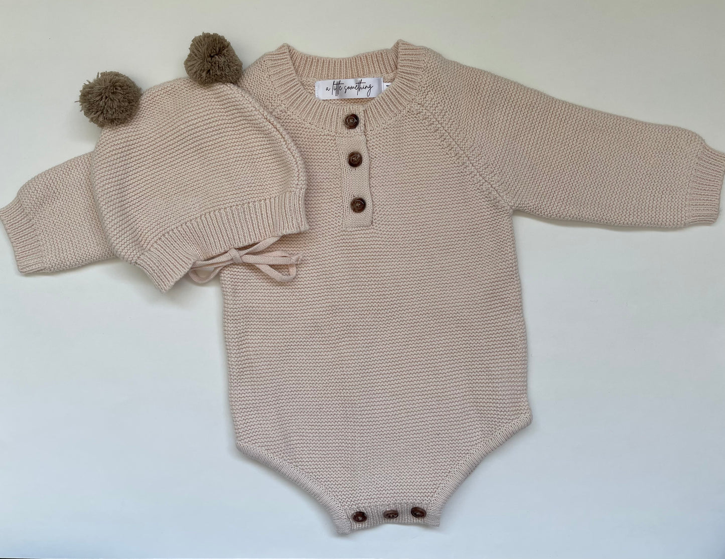 Knitted Romper with Matching Beanie