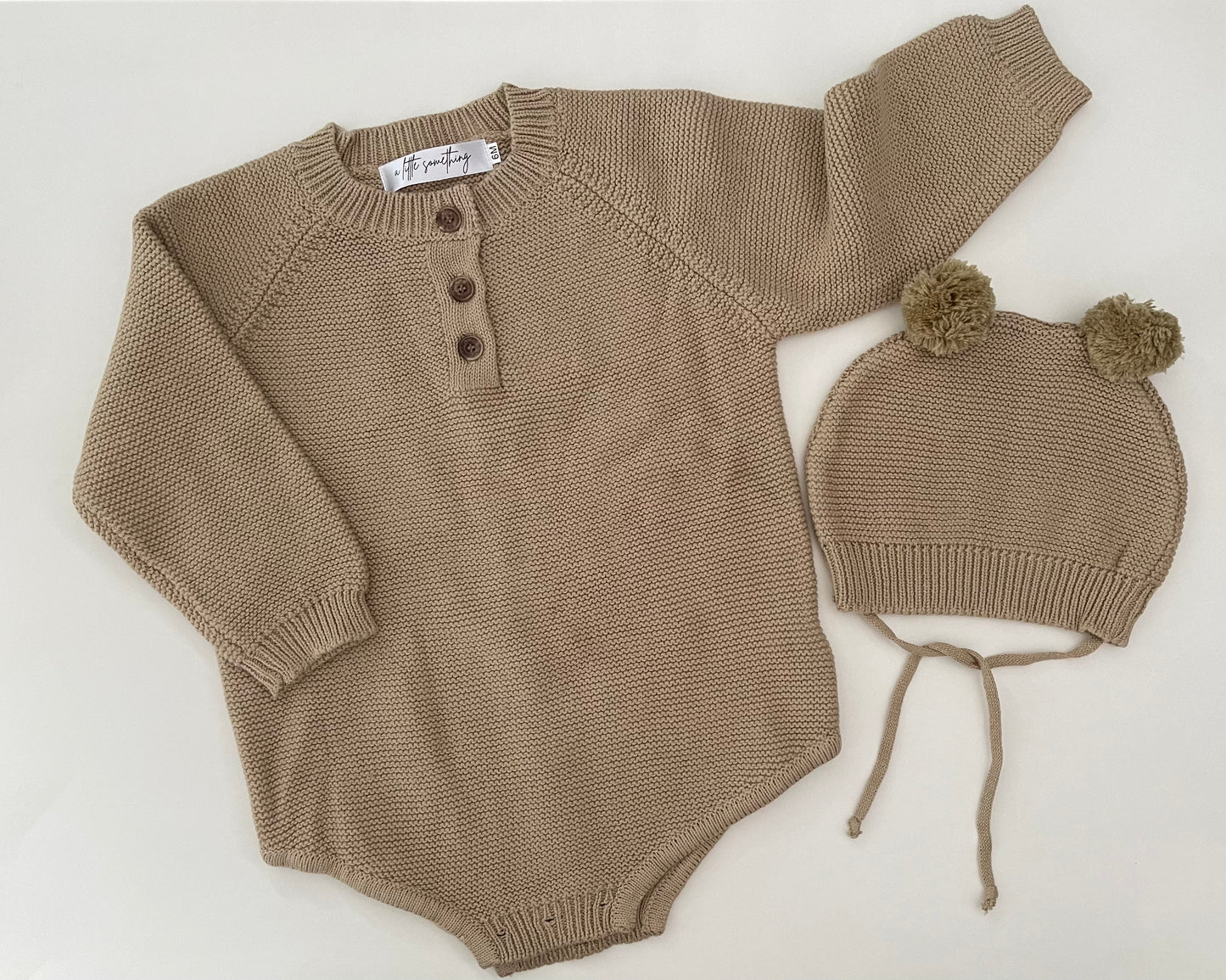 Knitted Romper with Matching Beanie